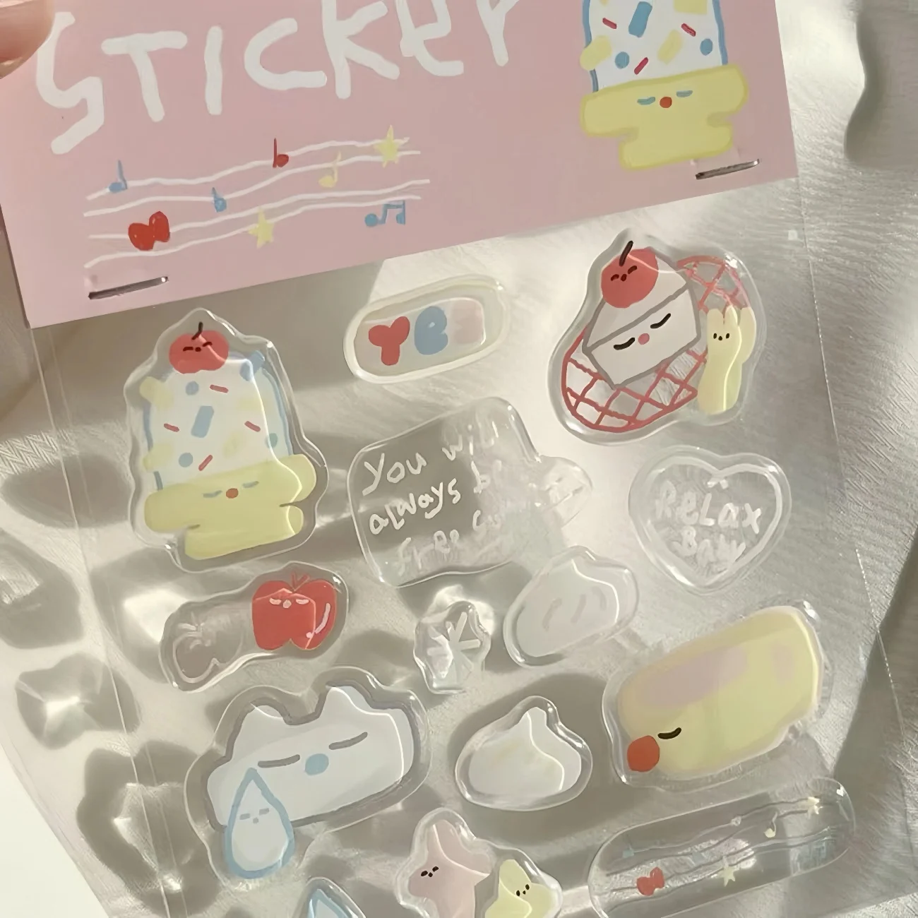 귀여운 새 빵 고양이 젤리 입체 스티커 리본 강아지 DIY 휴대폰 컴퓨터 태블릿 장식