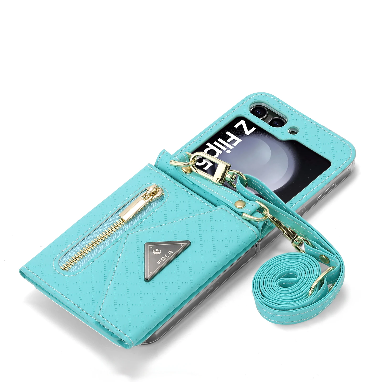 Zipper Leather Wallet Case with Card Holder & Wrist Strap – Magnetic Folio Handbag Cover