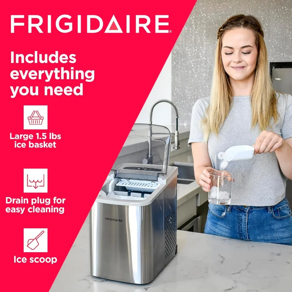 Countertop Ice Maker, Compact Machine, 26 lbs per day, Stainless 5