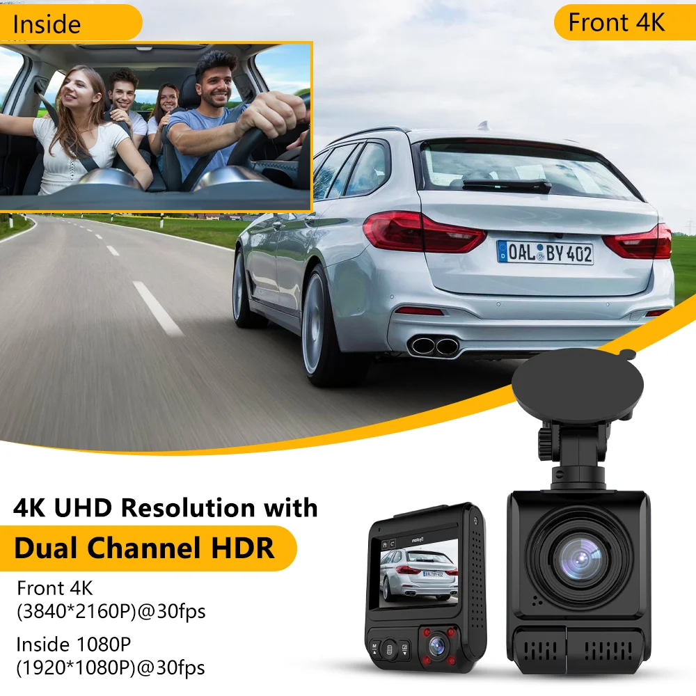 BEPOCAM ZD68 4K Dash Cam Infrared Night Vision Car DVR WiFi External GPS 2.5K+1080P Dashcam Vehicle Android Auto Video Recorder