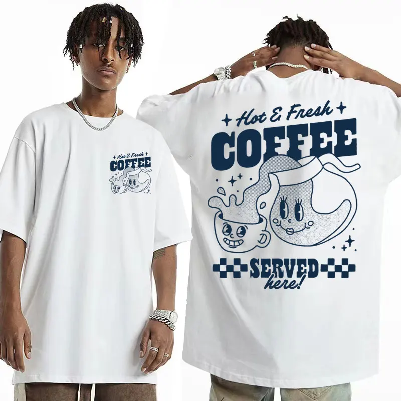 

Hot & Fresh Coffee Funny Meme Cute Tee Shirt Men's Women Fashion Cartoon Y2k Tops T Shirt Summer 100% Cotton T-shirt Streetwear