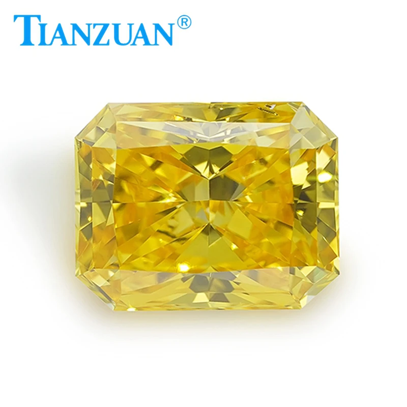 

0.644ct VS2 Lab Grown Diamond HPHT Radiant Cut Fancy Deep Yellow Color 2EX Loose Gemstone Bead with GEMID Certified