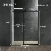 Square Rail Frameless Sliding Shower Door SVSD5003-4874MB, Easy-Clean Coating 3/8" Tempered Glass - 304 Stainless Steel Hardware 2