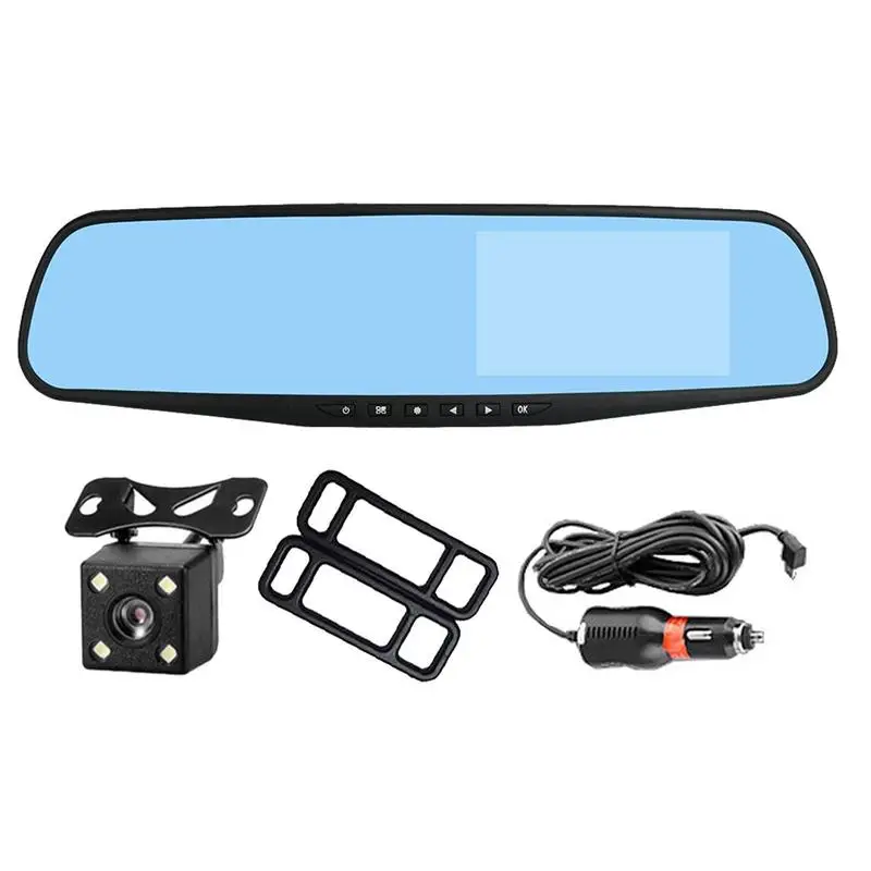 

Rearview Mirror Dash Cam Front And Rear View Hd 1080P Dual Cameras Mirror Dash Cam Backup Camera Front And Rear View Night