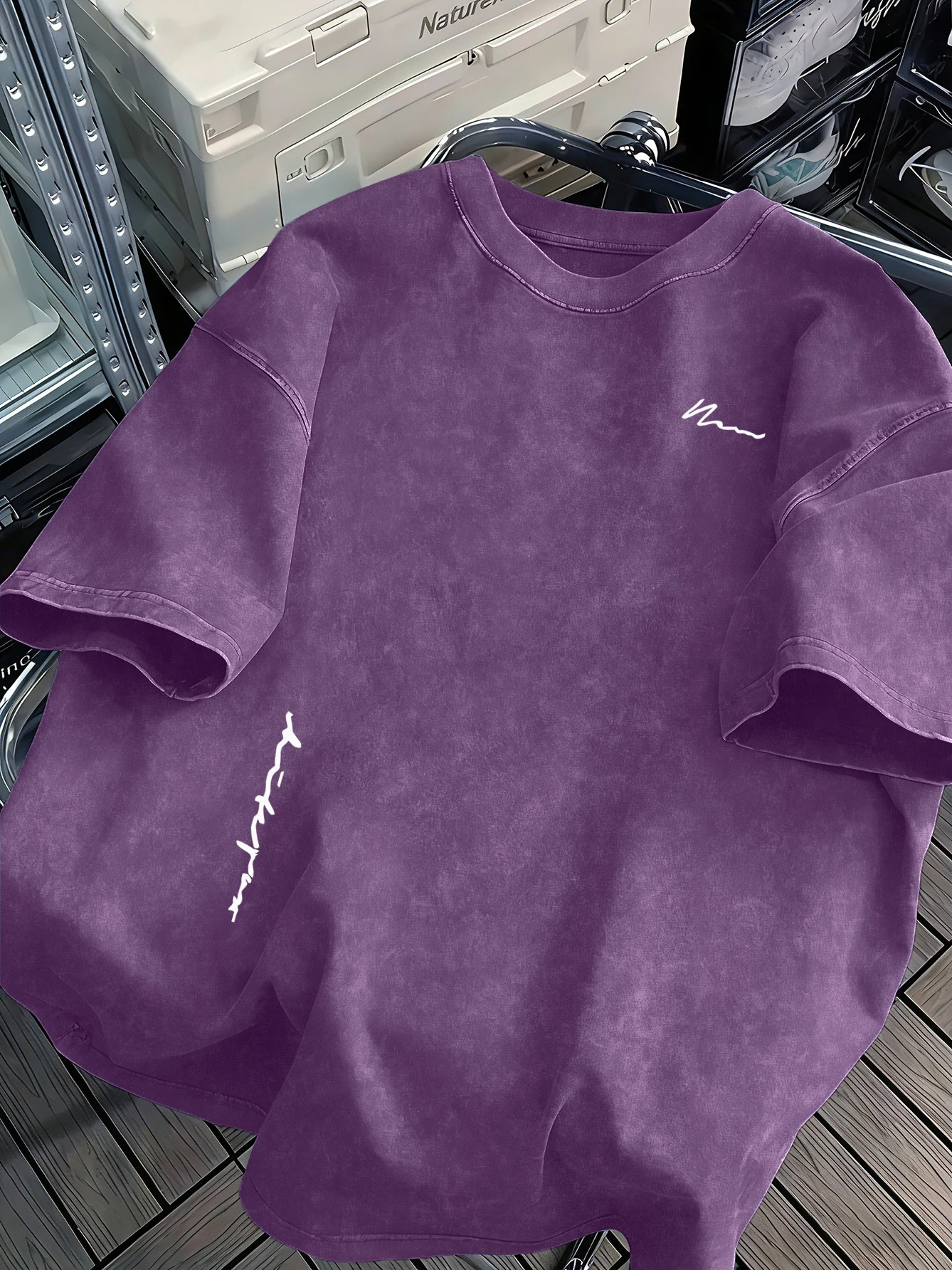 Vereinfachte Buchstaben-Schriftzug-Designs: Gewaschene Herren-T-Shirts, Hip-Hop Atmungsaktives T-Shirt, Unisex Baumwollkleidung, Unisex Lässiges Oversize-Oberteil – Detail 9