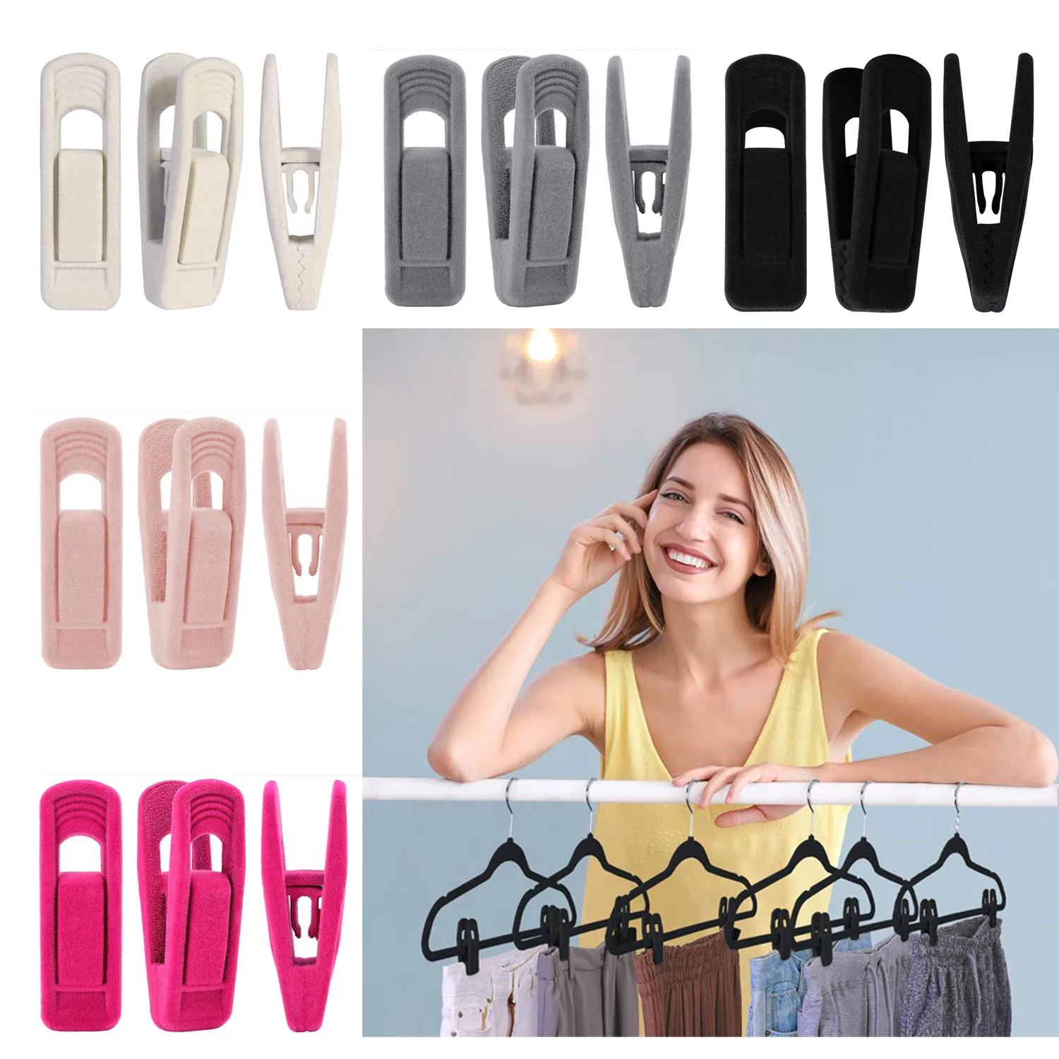 Velvet Hangers Clips Pants Hangers Velvet Clips Strong Finger Clips Perfect for Thin Garment Clips 20pcs Set