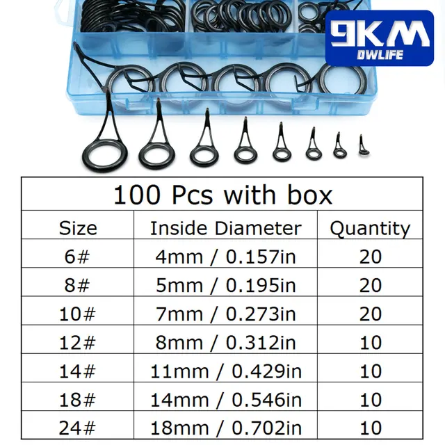 PATIKIL Fishing Rod Guide Rings – 60-Piece Repair Kit, 6 Sizes, Stainless Steel & Ceramic, With Storage Box-266596