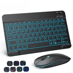 Multilingual RGB Backlit Bluetooth Keyboard with Universal Compatibility - Russian keyboard (Includes Mouse)