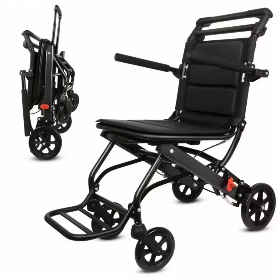 Portable Transit Travel Wheelchair Folding Transport Wheelchairs for Adults and Seniors