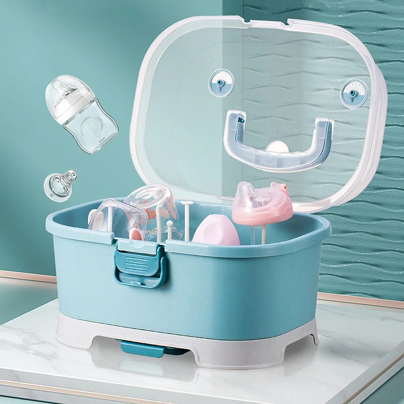 Bottle Drying Rack Baby Bottle Drying Rack Feeding Bottle Drying Rack Baby Bottle Holder Baby Feeding Bottle Drying Rack Storage Box with Anti-dust Cover Dustproof Nursing Tableware Container
