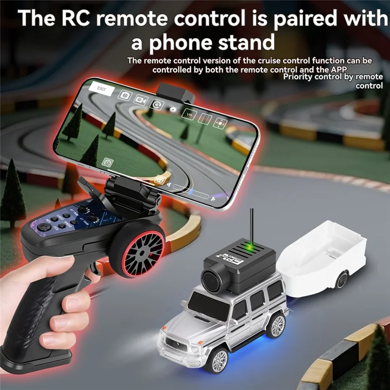 SCLL-미니 레이싱카 1:64 스케일 RC카 6406-C FPV VTX 키트 2.4G 720P HD 카메라 앱 제어 사진+ 비디오+ VR 내장 자이로