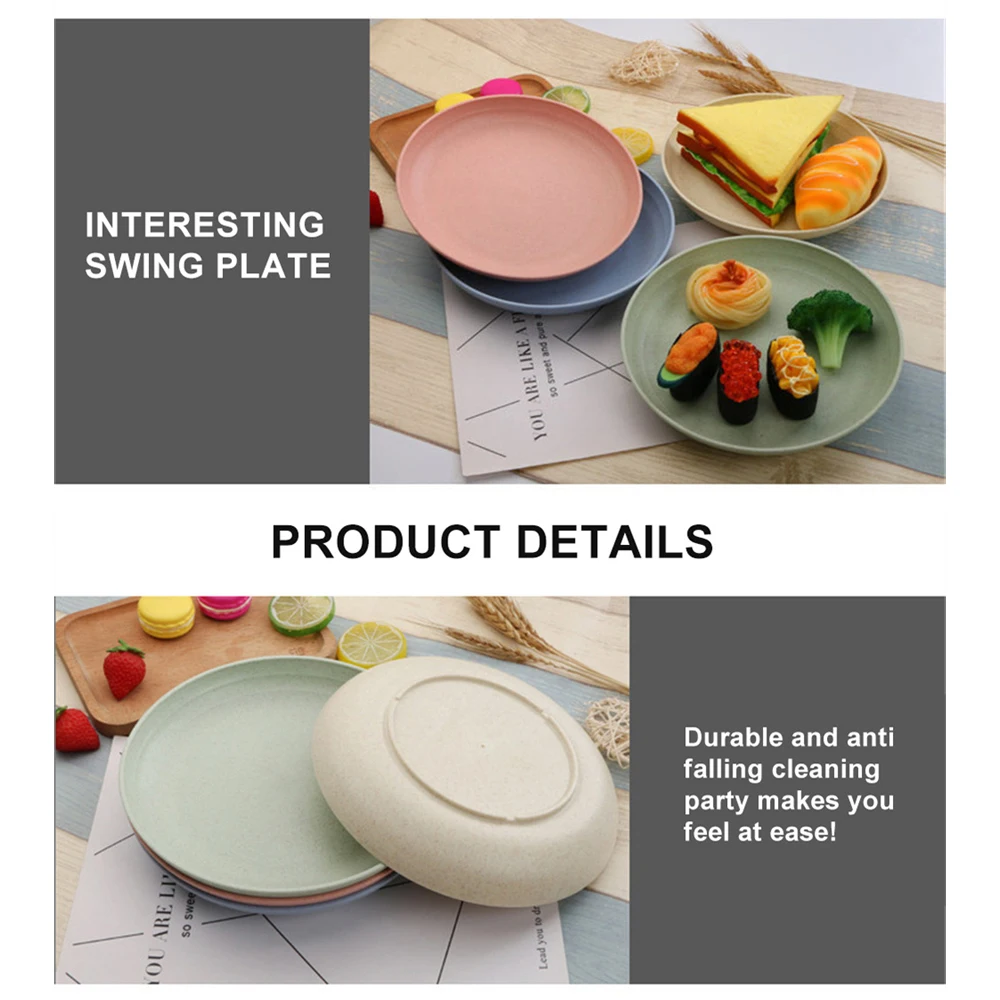 Wheat Straw Plates Lightweight Unbreakable Dinner Plates Dishwasher Microwave Safe Household Dumpling Plate wheat straw dish