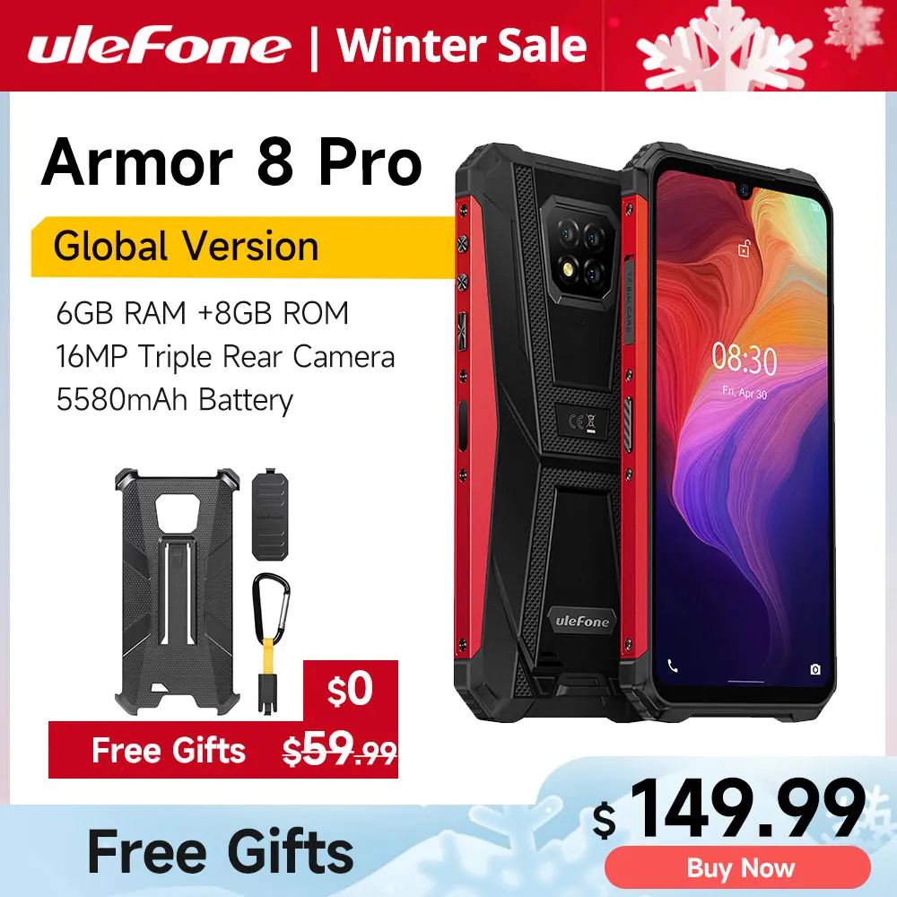 

Ulefone Armor 8 Pro Android 11 Rugged Smartphone 6GB +128GB NFC/IP68/ Smartphone 5580mAh Waterproof Mobile Phone Global