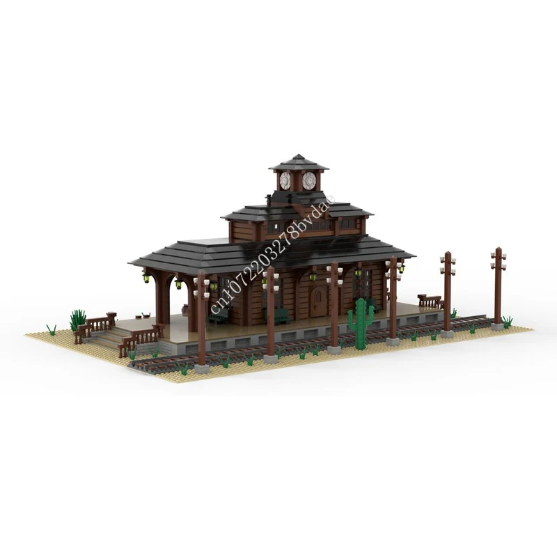 

3901PCS Customized MOC Western Train Station Model Building Blocks Technology Bricks DIY Creative Assembly Toys Birthday Gifts