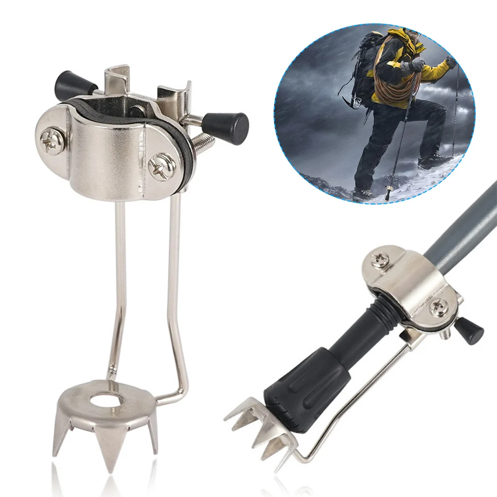 

Trekking Poles Crampons Walking Stick Cane Tip Attachment for Ice Foot Aluminum Alloy Ice Cleat Claw Grip for Winter Travel Snow