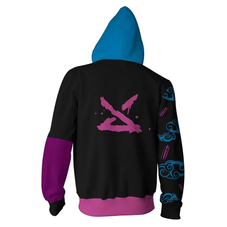 ARCANE ヴァイ ＆ パウダー ジップアップフーディ 2XL Streetwear Sportswear | Arcane Jinx Hoodie | Lol Hoodie