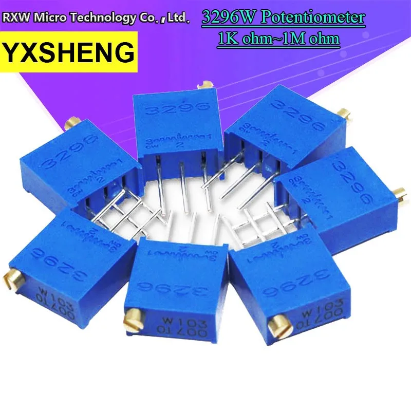 3296W 3296 50 100 200 500 ohm 1K 2K 5K 10K 20K 50K 100K 200K 500K 1M &Omega; 103 100R 200R 500R Trimpot Trimmer Potentiometer 10Pieces
