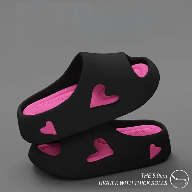 Platform Sandals Women Summer Non Slip Love Indoor Beach Sandals Cloud Slipper Slide House Flip Flops Female Soft Outdoor EVA 5