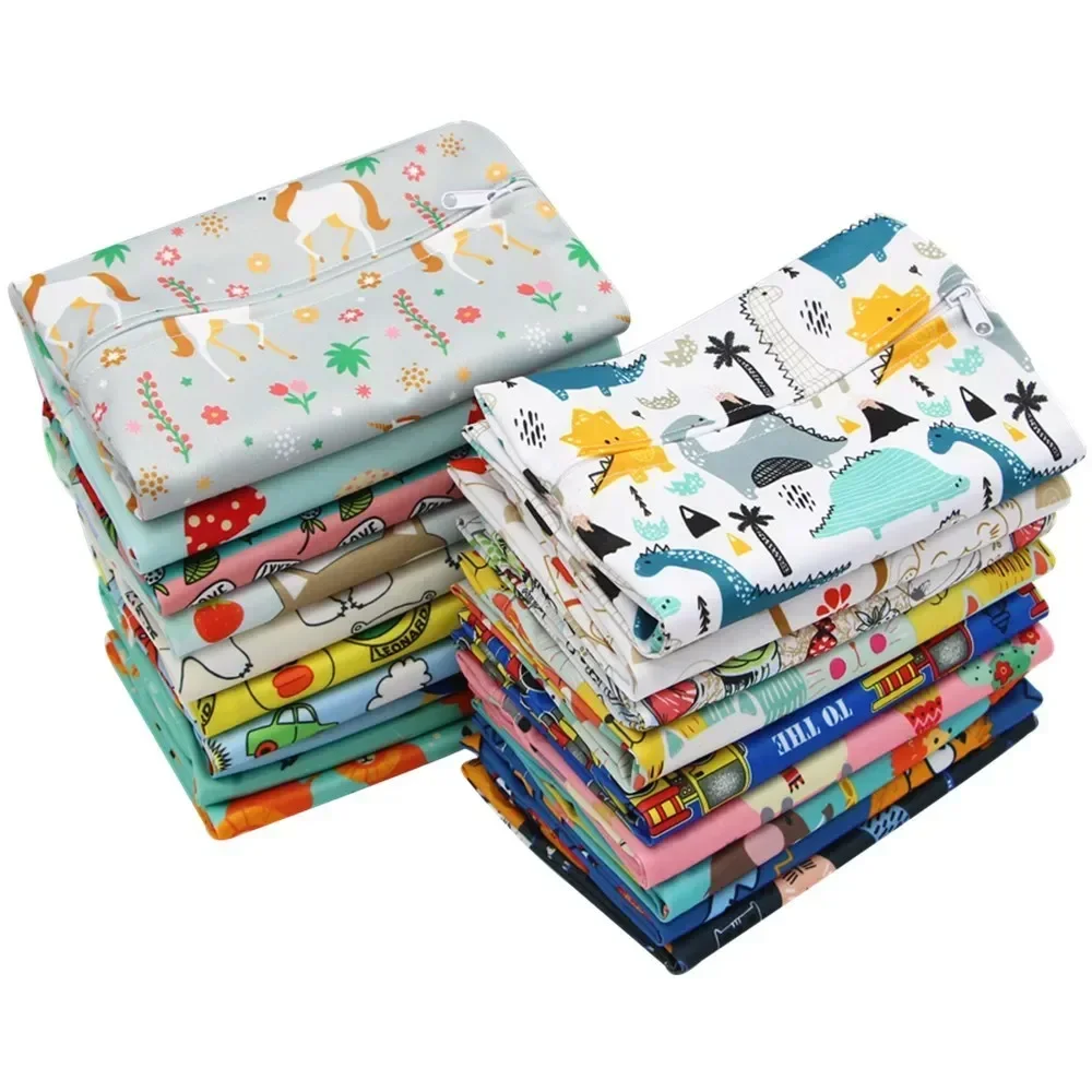 Cover Insert Nappy Travel Carry Bags Diapering 20x25cm Wet Bag Dry Bags Baby Single Zippered Printed Waterproof Reusable Wet Bag