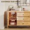 High Gloss Sideboard Buffet Burl Wood 60'' Cabinet Buffet Table with 3 Drawers & 2 Closed Storages, Mid-Century Modern Sideboard 6