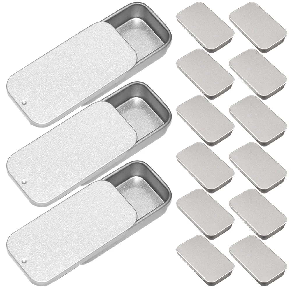 

Rectangular Slide Top Tinplate Box Sliding Cover Push-Pull Tin Box Metal Tin Containers Candies Jewelry Crafts Lip Balm Storage