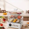 Electric Steamer Household Stainless Steel Three-layer Transparent Visual Hot Pot Steamer Electric Cooking Pot Steam Food 1