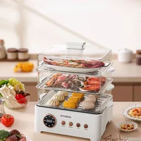 Electric Steamer Household Stainless Steel Three-layer Transparent Visual Hot Pot Steamer Electric Cooking Pot Steam Food 1