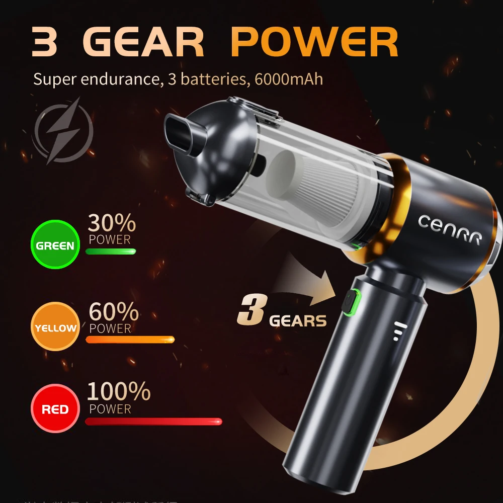 CENRR 2025 NEW Car Vacuum Cleaner Mini Powerful 998000PA Portable Vacuum Cleaner for Home Appliance Handheld Blower Car Cleaner 3