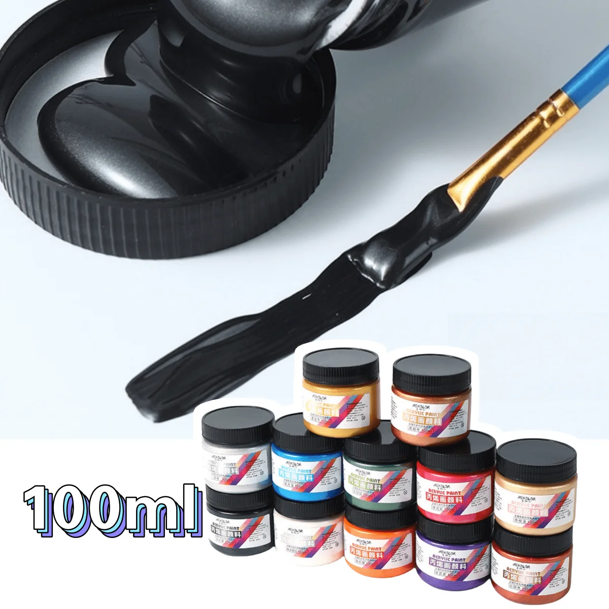 Acrylic Paints 100ml Matte Acrylic Paint Bundle Premium Colors Non Crack Formula for Rock Painting Fabric Canvas Wood Crafts Waterproof Art Supplies