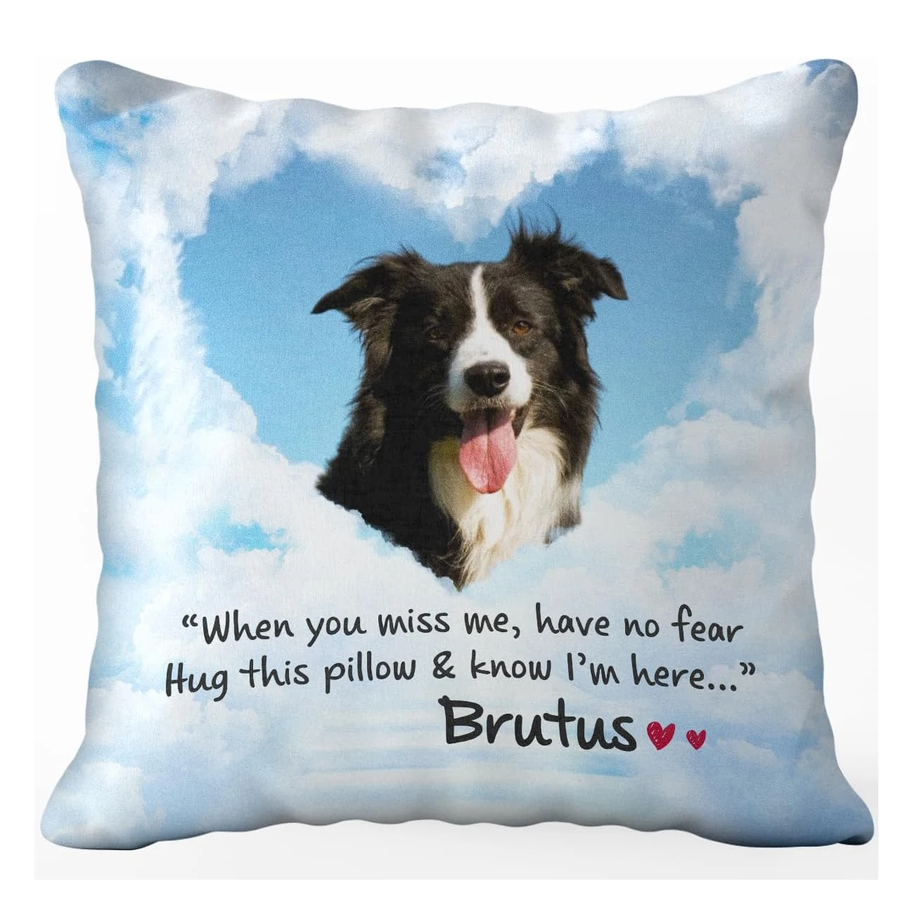 Personalisiertes Haustierkissen, individuelles Hundefoto mit Namen, quadratisches Kissen, Geschenk für Hundebesitzer, Heimdekoration für Wohnzimmer, Geschenk für Familie – Detail 11
