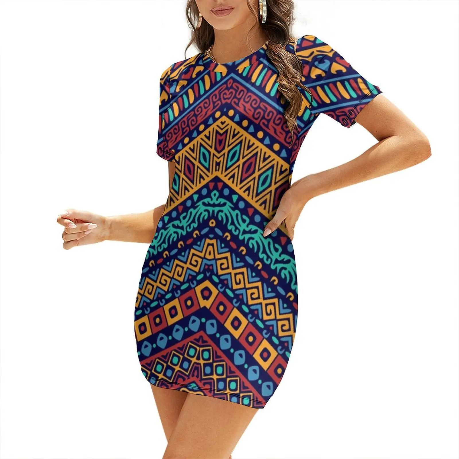 

Kente Cloth Short Sleeved Dress dresses for womens Woman dresses