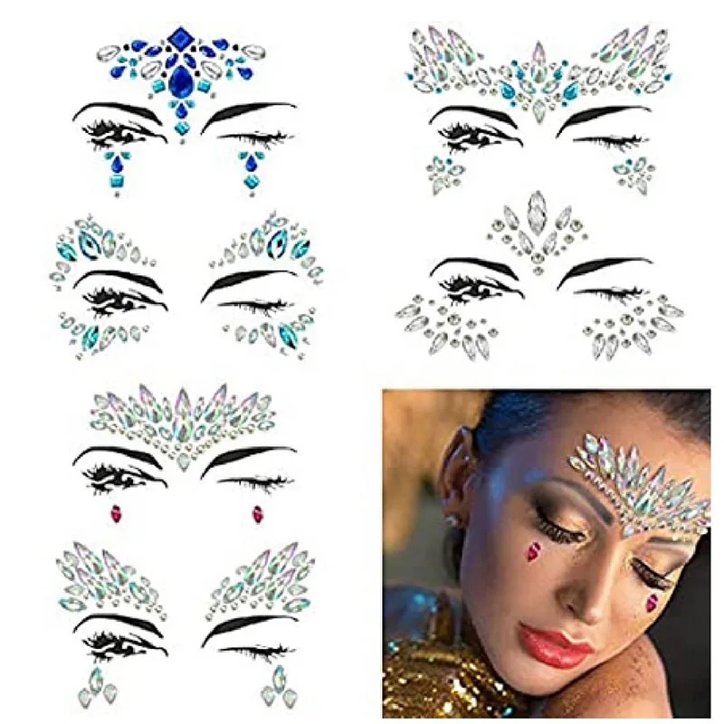 

Glitter Face Stickers Women Sexy Tattoos Rhinestones for Face Stickers Diamonds Gem Bright Tatoo Sticker Festival Makeup Zs001