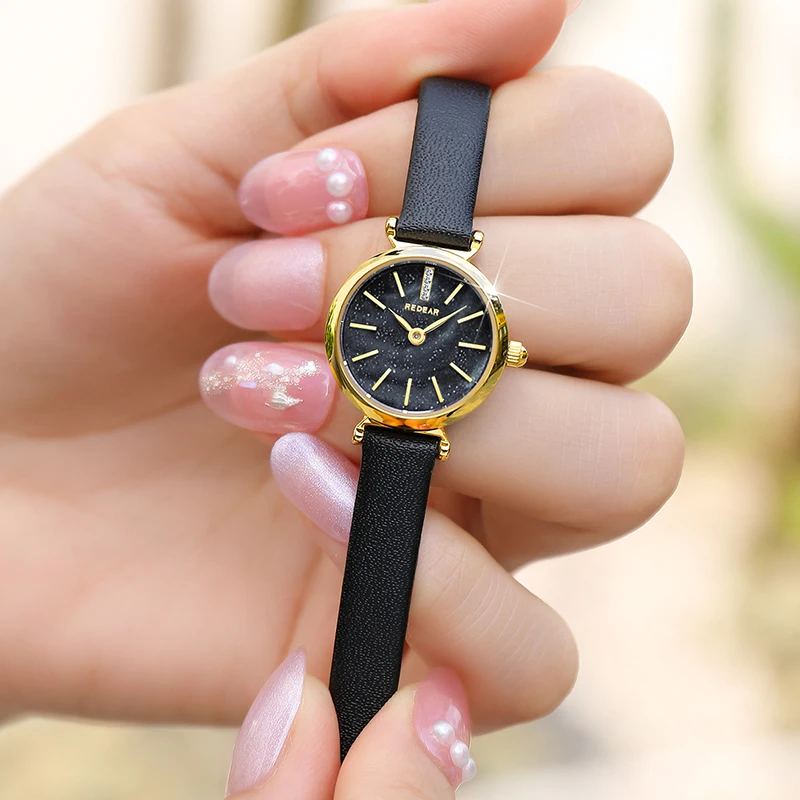Small Dial Women Watch Fashion Watches Diamond Inlay Luxury Genuine Leather Ladies Female Quartz Waterproof Clock New Wristwatch
