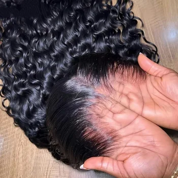 200% Deep Wave Lace Front Wig Human Hair 13X4 HD Transparent Curly Lace Front Wig Human Hair Wig Brazilian Pre Plucked 1