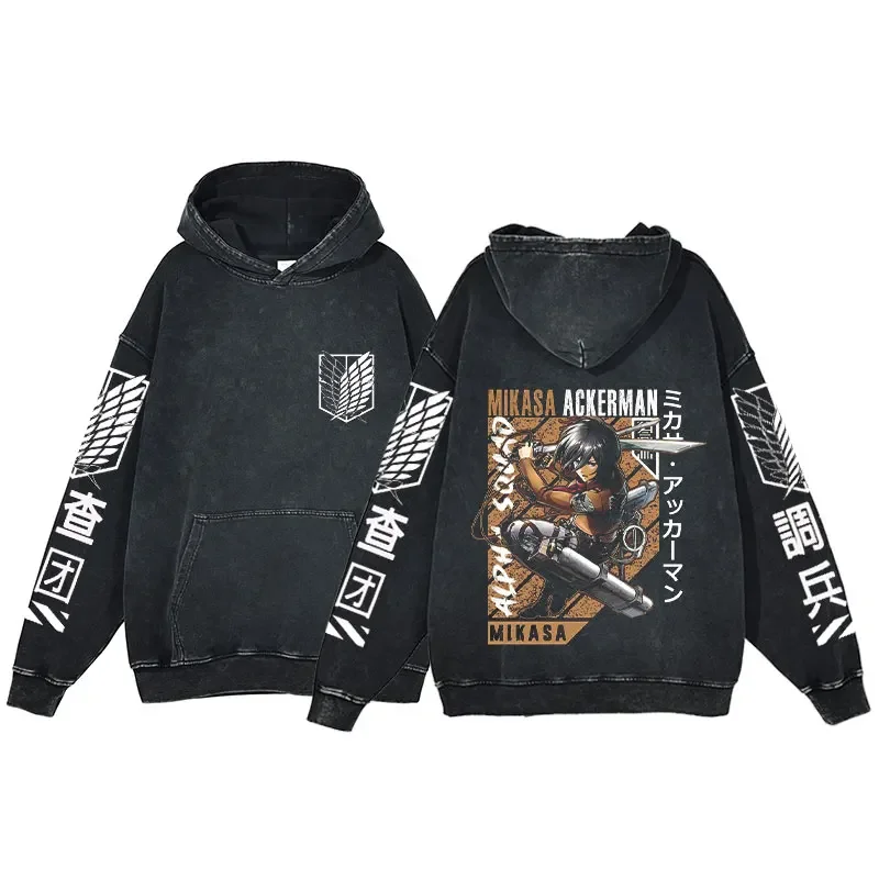 Anime Attack Titans Hoodie Men Cosplay long-sleeved cotton sweatshirt retro black pullover workout fashion hoodie graphics
