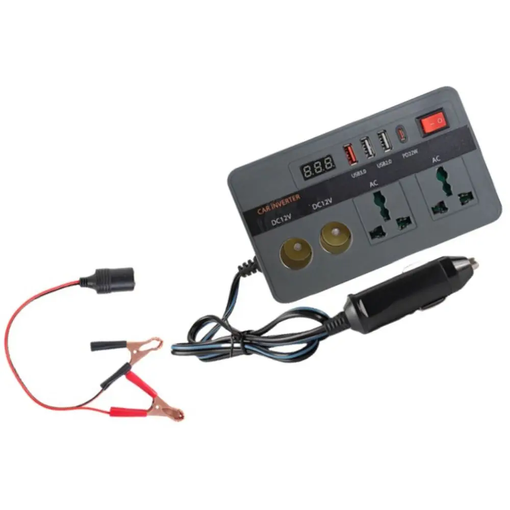유럽 ??표준 자동차 인버터 300W 범용 자동차 전력 변환기 USB+TYPE C 고속 충전 자동차 충전기 인버터
