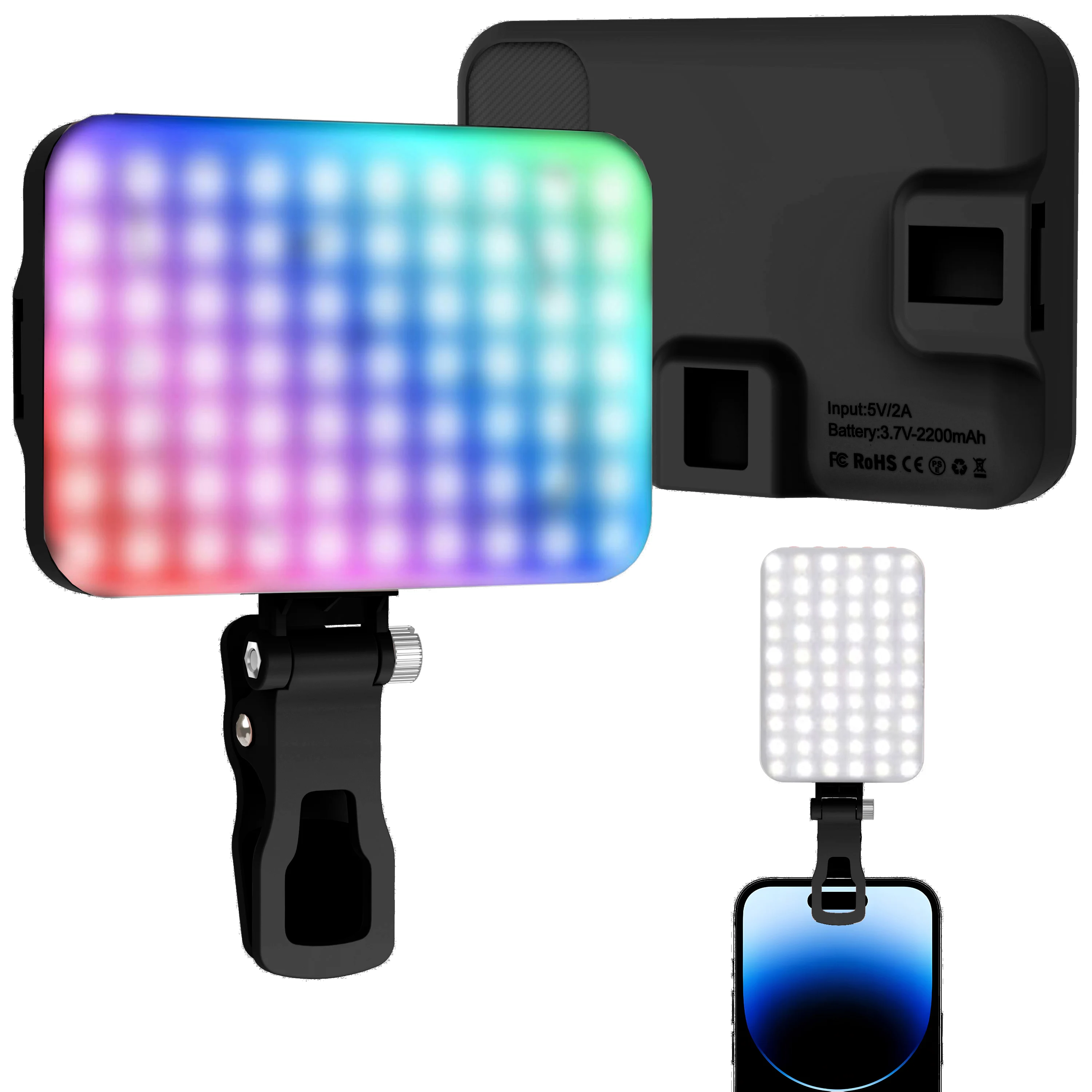 LED Video Light 108 LED RGB Full Color Output Dimmable 2500K-9000K Bi-Color Panel CRI 95+ Rechargeable