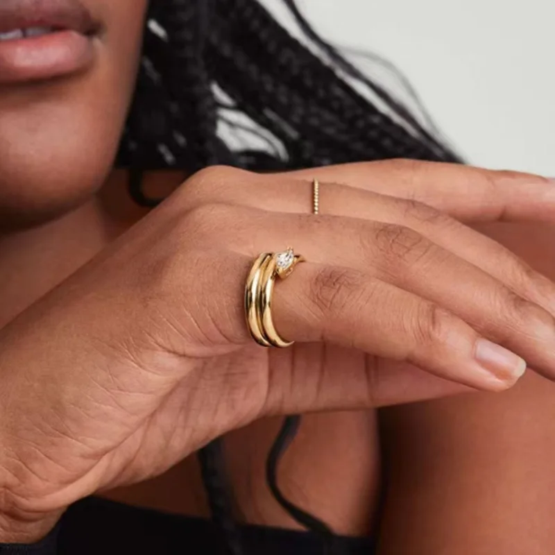 Engagement Rings Wedding Rings Stone Rings Fashion Rings Gold Rings Fashion Ring Stainless Steel Rings Finger Rings Metal Rings Horse Eye Stone Ring for Women Luxury Gold Plated Stainless Steel Multi Tun