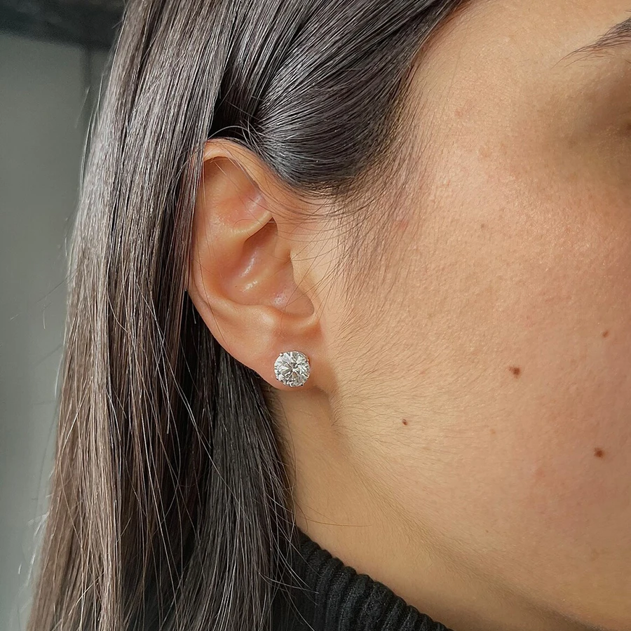 IGI Diamond Engagement Earrings VS1 DE Round Cut 1ct each 2 Ct Lab Created CVD Hpht Sparkling