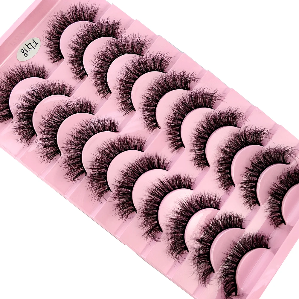 10 Paar künstliche Nerz-Wimpern, handgefertigt, falsche Wimpern, natürliches Nude-Make-up, Simulation, Kreuz, unordentliches Auge, 3D-Lockenwimpern – Detail 14