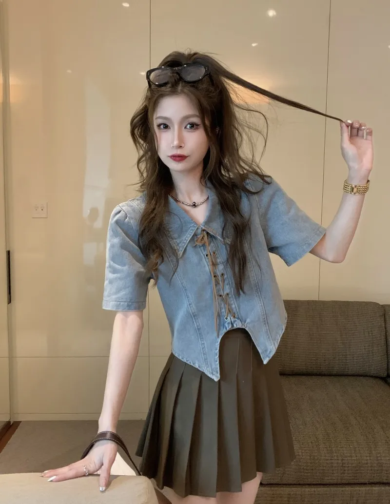 

Women Short Denim Jacket Autumn Crop Top Outwear