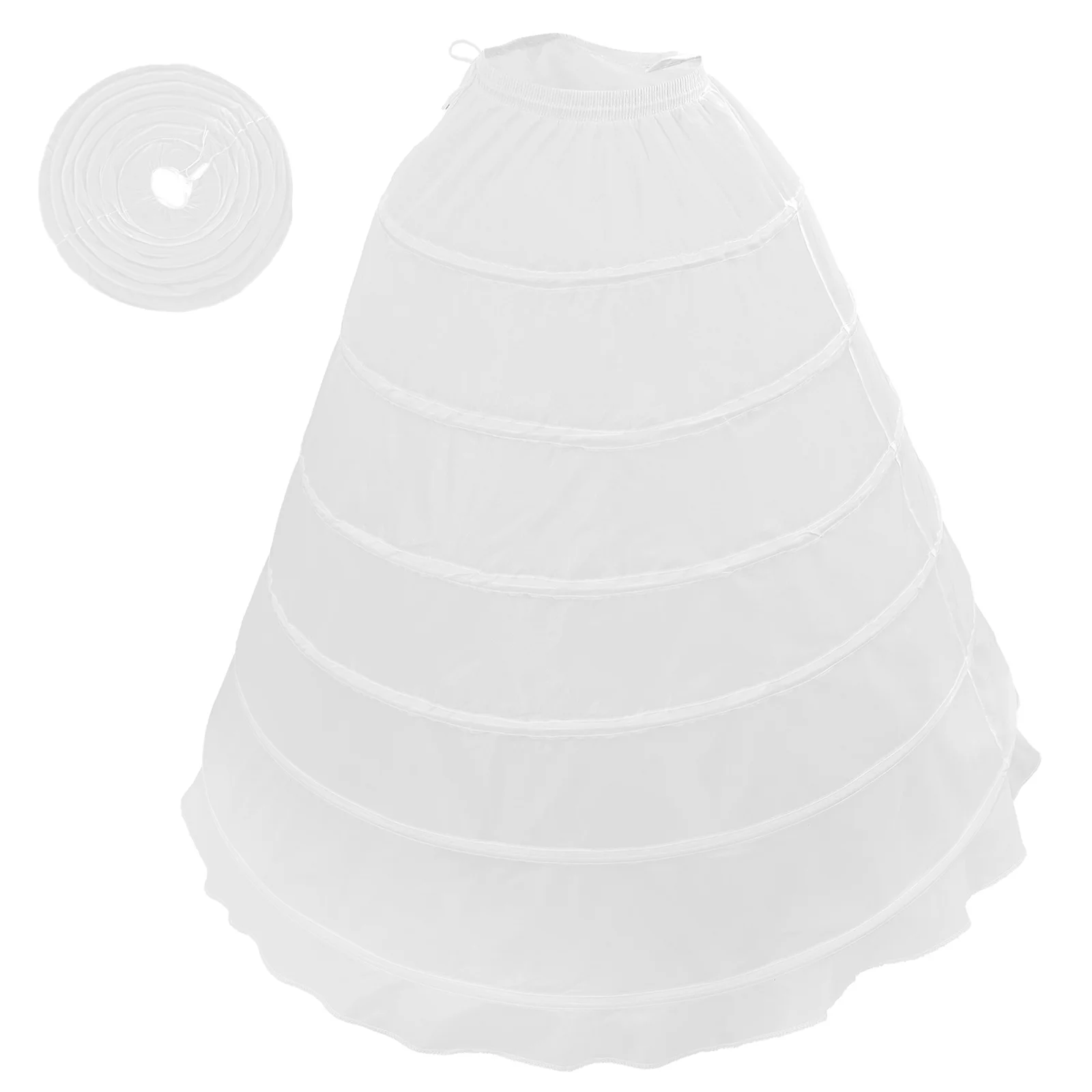 6 Single Wedding Petticoat Formal Dress White Skirt Long Underskirt Adjustable Bridal