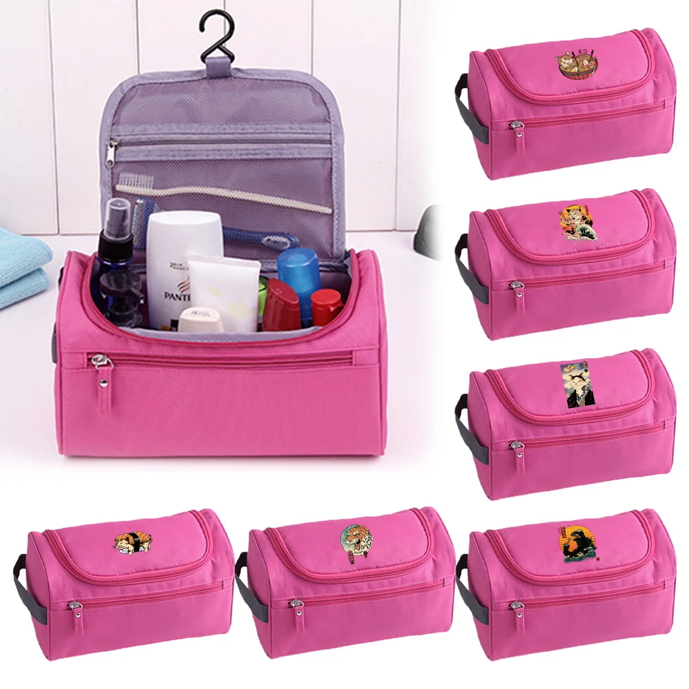 Waterproof Nylon Travel Organizer Bag Women Cosmetic Bag Hanging Travel Makeup Bags Japan Cat Washing Toiletry Kits Storage Bags waterproof printing travel storage bag nylon portable organizer bags shoe sorting pouch multifunction clothing holder