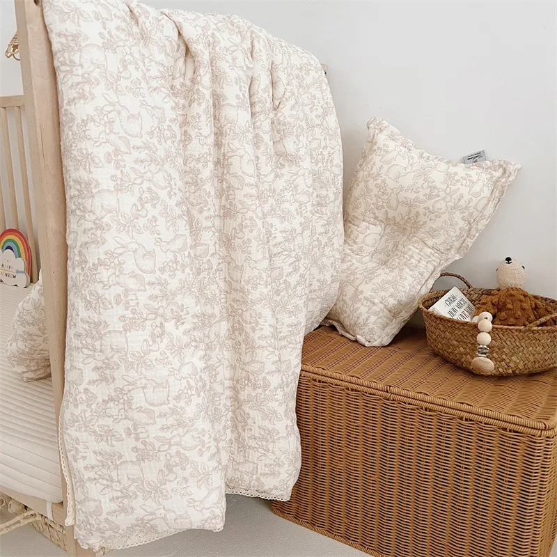 Cotton Muslin Quilt Blanket Reversible Cotton Muslin Throw Blanket Twin Size cotton blanket