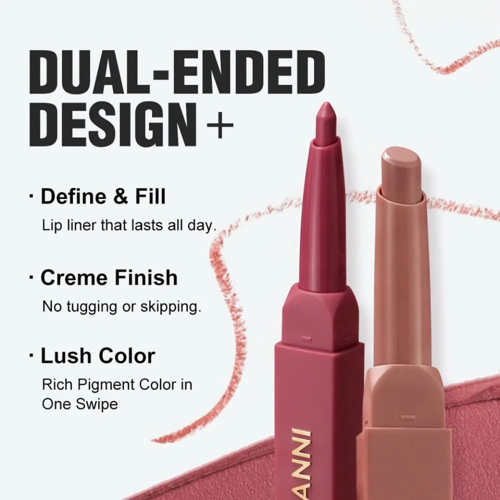 Double Ended Rose Nude Lip Liner Lipstick Velvet Matte High Pigment 12 Color Waterproof Long-lasting Daily Lips Makeup Cosmetics_voghion.com