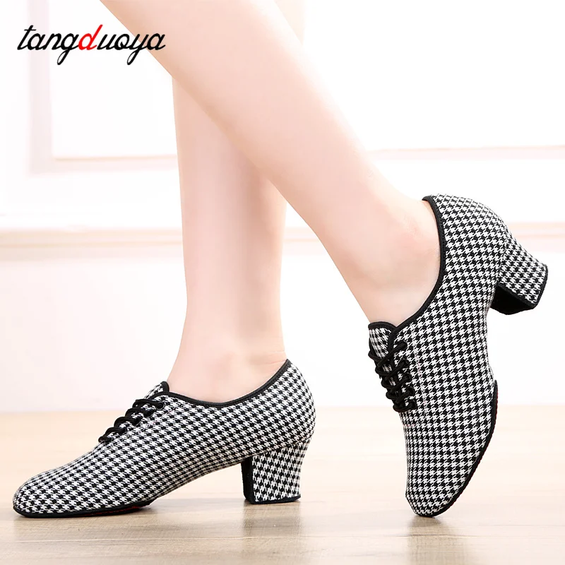 Women Latin Dance Shoes Jazz Ballroom Salsa Dancing Shoes Woman High Heels 5cm Training Modern Tango Dance Sneakers Female 3
