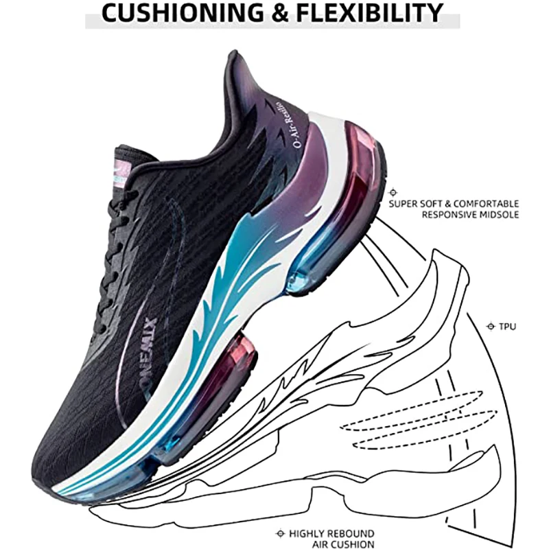 ONEMIX Men's Running Shoes Air Cushion Sneakers Breathable Mesh Outdoor Athletic Height Increase Walking Shoes Size EU 35-47