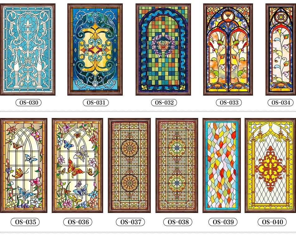 size electrostatic frosted stained glass window film church foil door stickers PVC window stickers