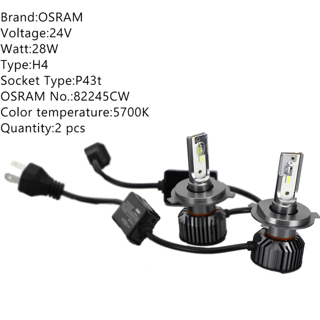 Osram Classic Led Truck Hl H4 24v P43t Truck Headlight 28w 5700k Super  Bright High/low Beam Fog Lamp Cool White Car Bulb (2 Pcs) - Car Headlight  Bulbs(led) - AliExpress