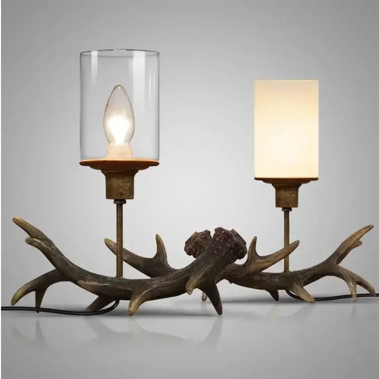 Description Picture 2 of itemcountry retro antique bedroom dining room personalized carving romantic wind antlers candlestick desk lamp торшер напольный